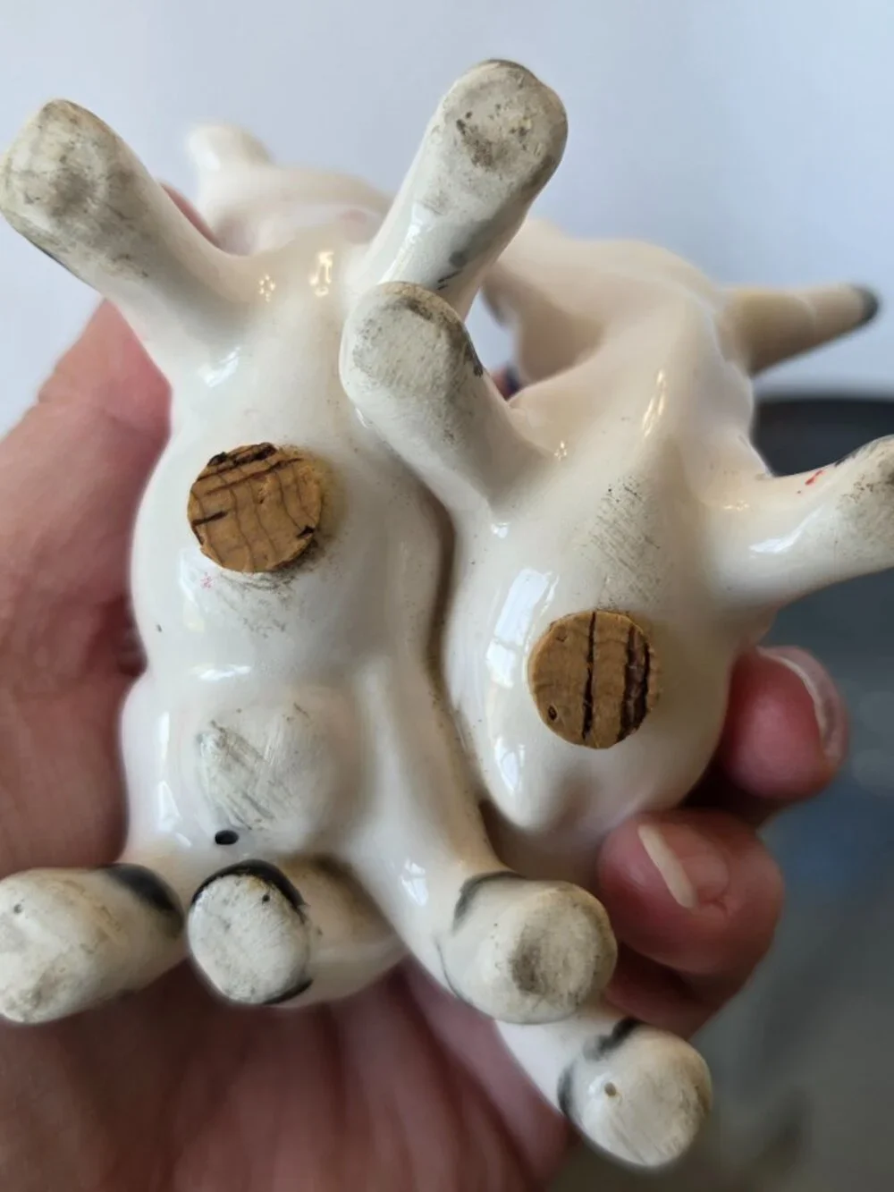 Vintage 1950's Kissing Cow and Bull Salt & Pepper Shakers intertwined